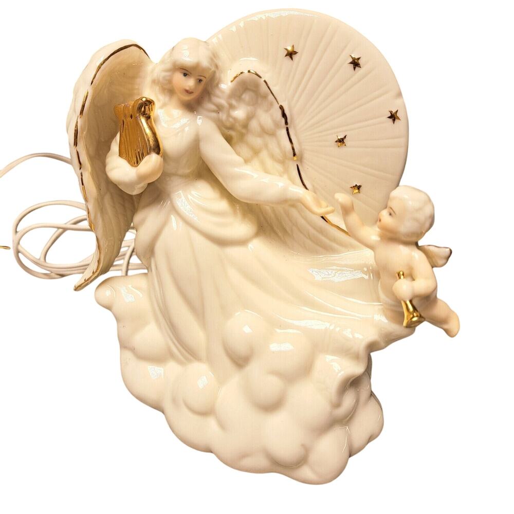 Vtg Angel Cherub Night Light Lamp 6.5" Porcelain TABLE DECOR christmas holiday
